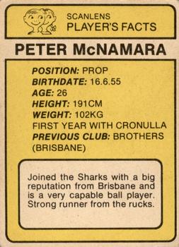 1981 Scanlens #60 Peter McNamara Back